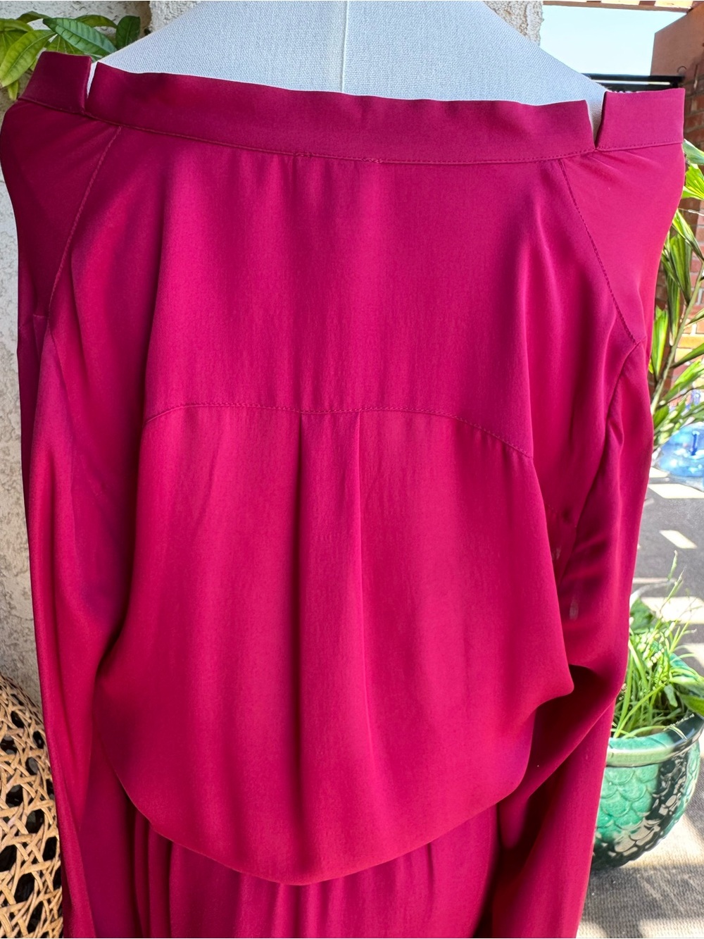 Haute Hippie Off-Shoulder Magenta Long-Sleeve Dress with Belt - Picture 6 of 12